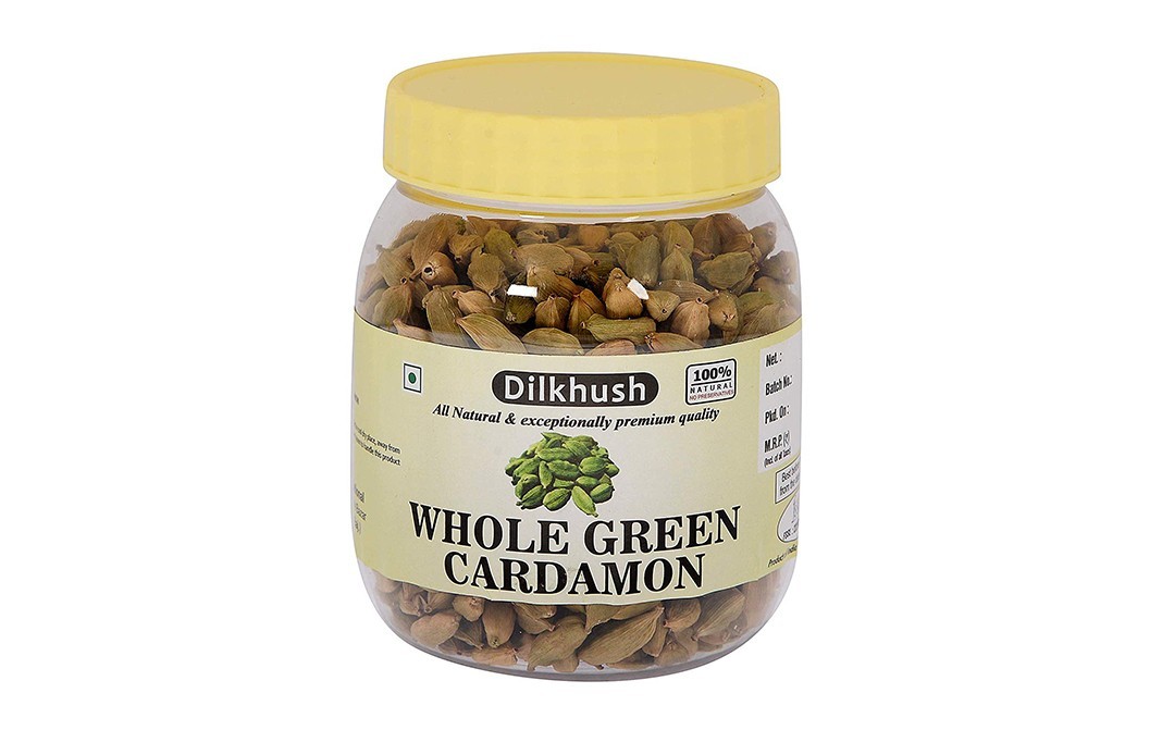 Dilkhush Whole Green Cardamon    Plastic Jar  250 grams